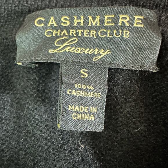 Charter Club 100% Cashmere Sequined Open Front Knit Cardigan Sweater Black SMALL - Picture 9 of 11